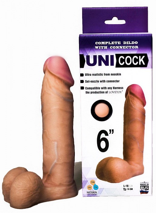 Насадка для страпона фаллической формы UNICOCK 6  - 18 см. - LOVETOY (А-Полимер) - купить с доставкой в Омске