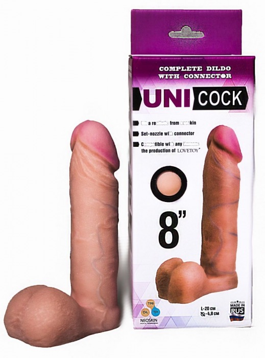 Фаллическая насадка для страпона UNICOCK 8  - 20 см. - LOVETOY (А-Полимер) - купить с доставкой в Омске