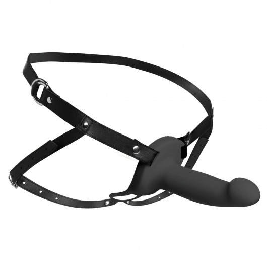 Черный полый страпон с вибрацией 2’’ Erection 28X Smooth Vibrating Silicone Penis Sheath - XR Brands - купить с доставкой в Омске