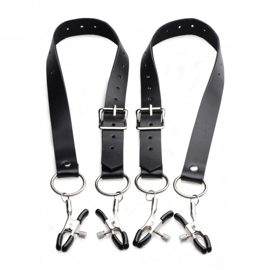 Ремни с зажимами для половых губ Spread Labia Spreader Straps with Clamps - XR Brands - купить с доставкой в Омске