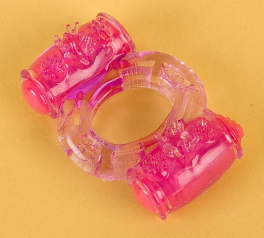 Фиолетовое виброкольцо с двумя вибропульками - Toyfa Basic - в Омске купить с доставкой