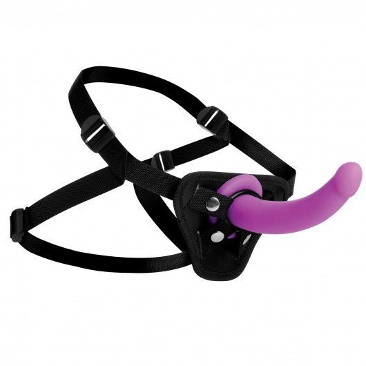 Лиловый поясной страпон Navigator Silicone G-Spot Dildo with Harness - 17,8 см. - XR Brands - купить с доставкой в Омске