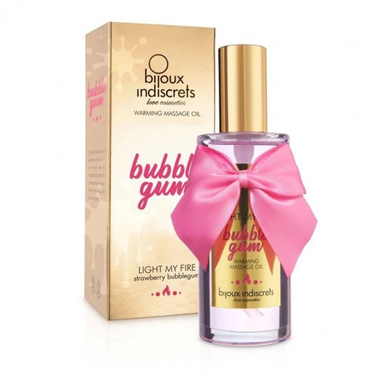 Разогревающее массажное масло Light My Fire Bubble Gum с ароматом бабл-гам - 100 мл. - Bijoux Indiscrets - купить с доставкой в Омске