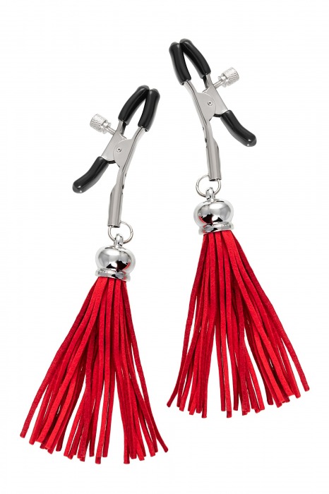 Зажимы на соски «Прищепки» с красными кисточками из замши - Pecado - купить с доставкой в Омске