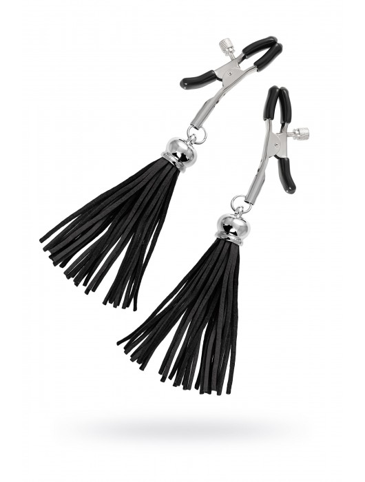 Зажимы на соски «Прищепки» с черными кисточками из замши - Pecado - купить с доставкой в Омске