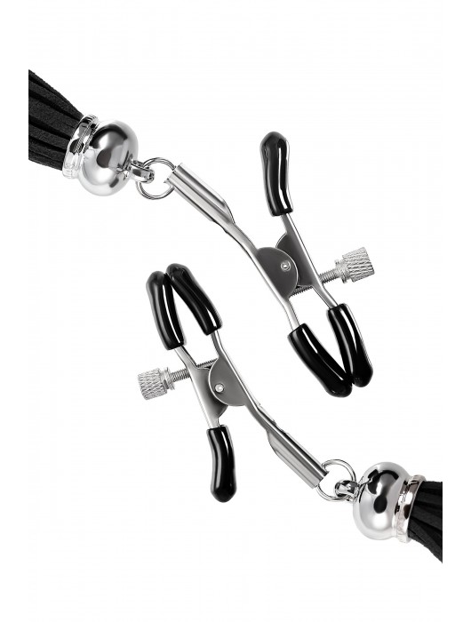 Зажимы на соски «Прищепки» с черными кисточками из замши - Pecado - купить с доставкой в Омске