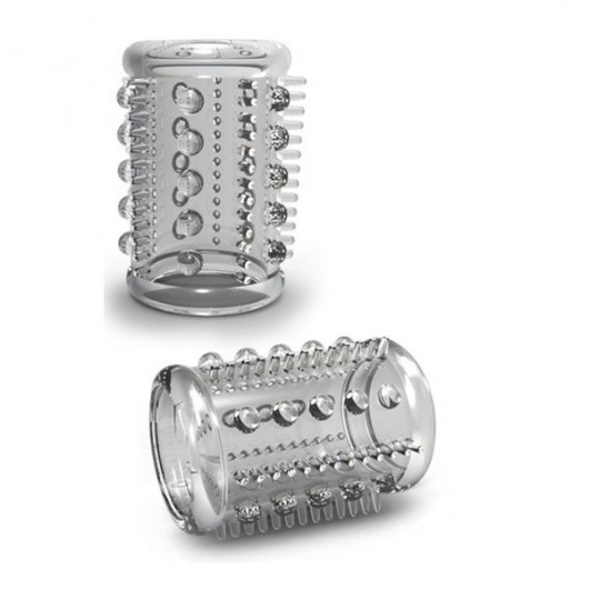 Прозрачная насадка с шипами и шишечками STAY HARD COCK SLEEVE 03 CLEAR - Blush Novelties - в Омске купить с доставкой