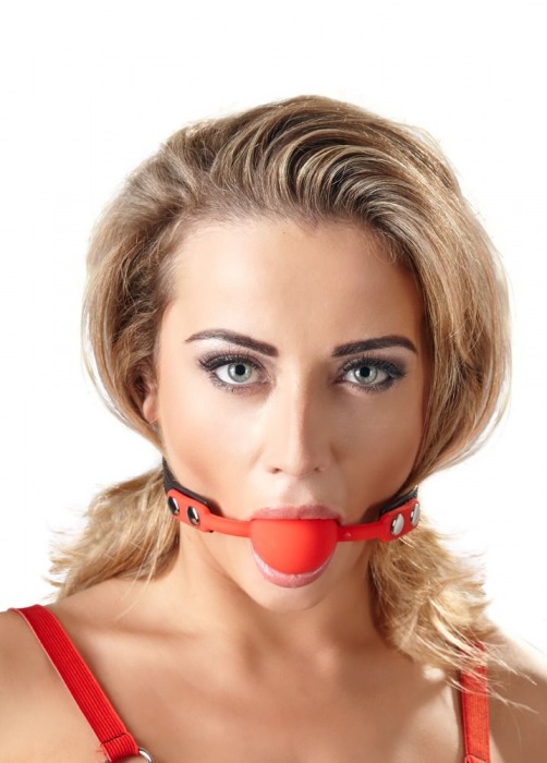 Силиконовый кляп-шар на чёрных ремешках Red Gag silicone - Orion - купить с доставкой в Омске