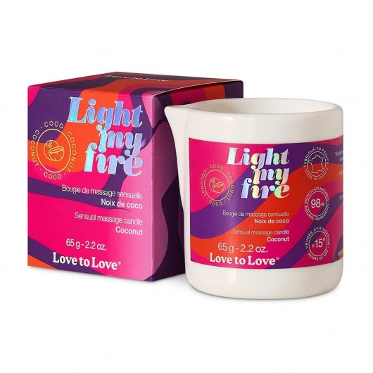 Массажная свеча Light My Fire Coconut с ароматом кокоса - 65 гр. - Love to Love - купить с доставкой в Омске