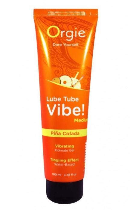 Гель с эффектом вибрации Lube Tube Vibe Medium Pina Colada - 100 мл. - ORGIE - купить с доставкой в Омске
