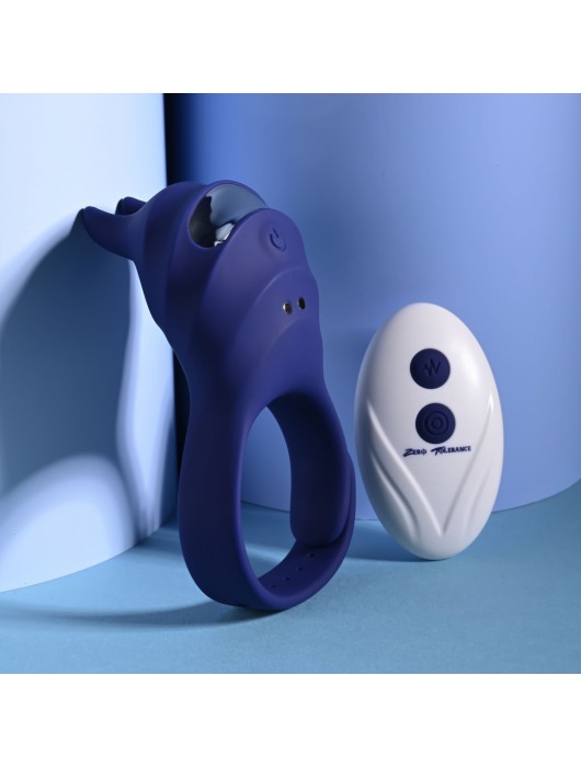 Синее эрекционное виброкольцо с клиторальной подушечкой и пультом ДУ Adjustable Fun Ring - Zero Tolerance - в Омске купить с доставкой