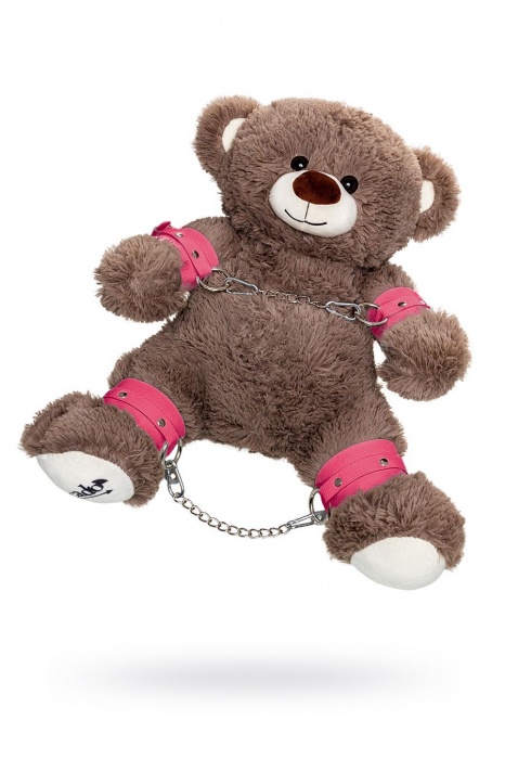 Бондажный набор: бурый мишка с розовыми оковами и наручниками - Pecado - купить с доставкой в Омске