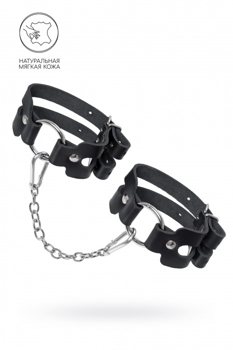 Черные кожаные оковы из двух ремешков - Pecado - купить с доставкой в Омске