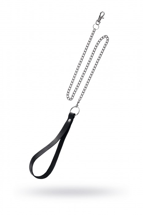 Поводок с ручкой из черной натуральной кожи и карабином для ошейника - Pecado - купить с доставкой в Омске