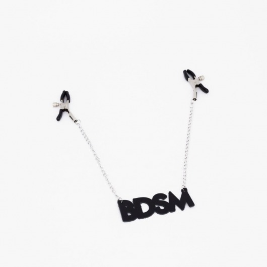 Зажимы на соски с кожаной подвеской BDSM - Crazy Handmade - купить с доставкой в Омске