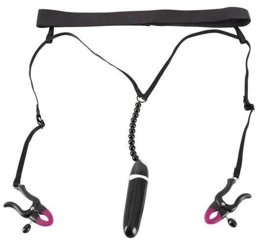 Женские вибростринги с зажимами для половых губ Spreader String with Vibrator - Orion - купить с доставкой в Омске