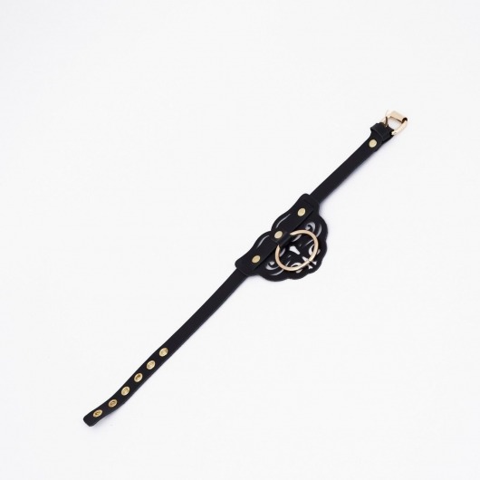 Черный чокер с клепками и золотистой фурнитурой - Crazy Handmade - купить с доставкой в Омске