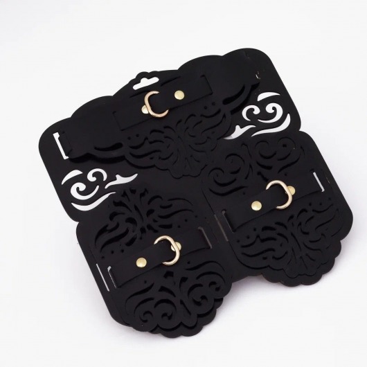 Фигурный набор для БДСМ-игр с узорами и золотистой фурнитурой - Crazy Handmade - купить с доставкой в Омске