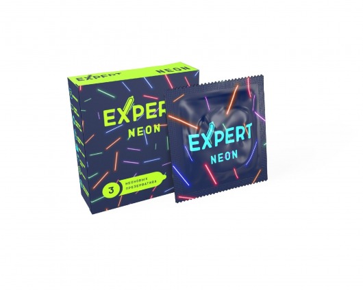 Светящиеся в темноте презервативы Expert Neon - 3 шт. - Expert - купить с доставкой в Омске