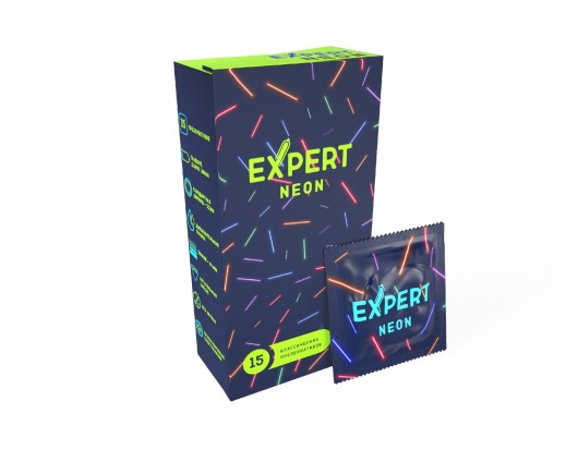 Светящиеся в темноте презервативы Expert Neon - 15 шт. - Expert - купить с доставкой в Омске