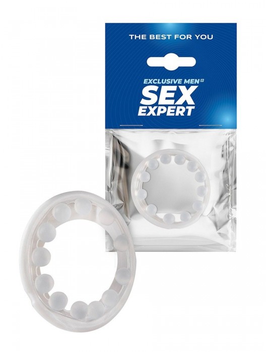 Эрекционное кольцо со стимулирующими шариками на поверхности - Sex Expert - в Омске купить с доставкой