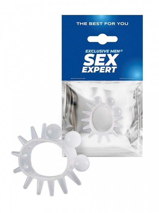 Эластичное эрекционное кольцо с шариками и лучами - Sex Expert - в Омске купить с доставкой