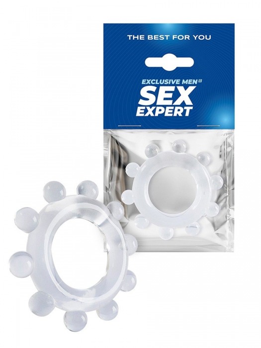 Прозрачное эрекционное кольцо со стимулирующими шариками - Sex Expert - в Омске купить с доставкой