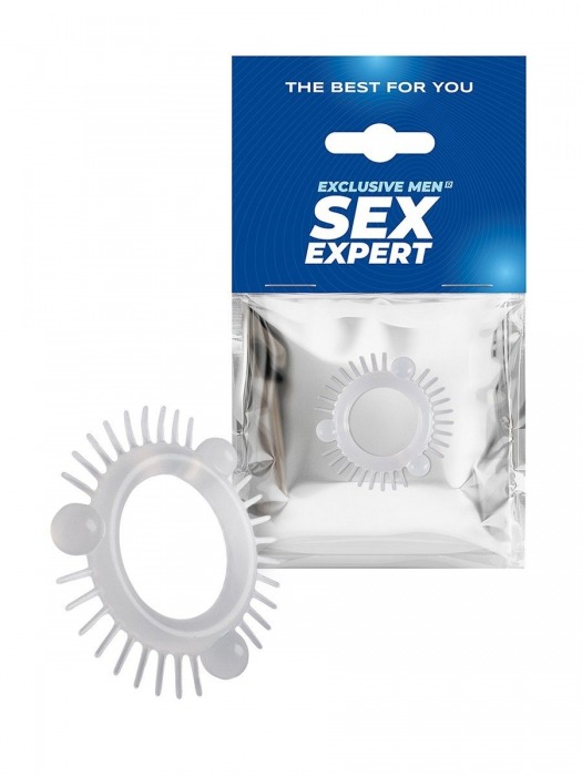 Эластичное эрекционное кольцо с 3 шариками и шипами - Sex Expert - в Омске купить с доставкой