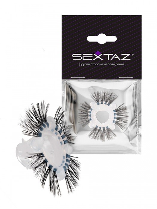Эластичное эрекционное кольцо с черными «ресничками» - Sextaz - в Омске купить с доставкой