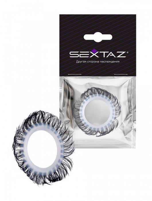 Эластичное эрекционное колечко с черными «ресничками» - Sextaz - в Омске купить с доставкой