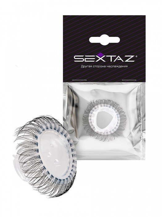 Эластичное эрекционное кольцо с длинными черными «ресничками» - Sextaz - в Омске купить с доставкой