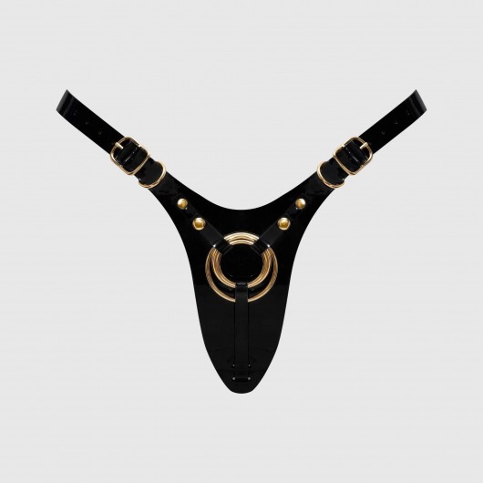 Черный пояс для фиксации насадок Strap-On-Me Leatherette Harness Fabulous - Strap-on-me - купить с доставкой в Омске