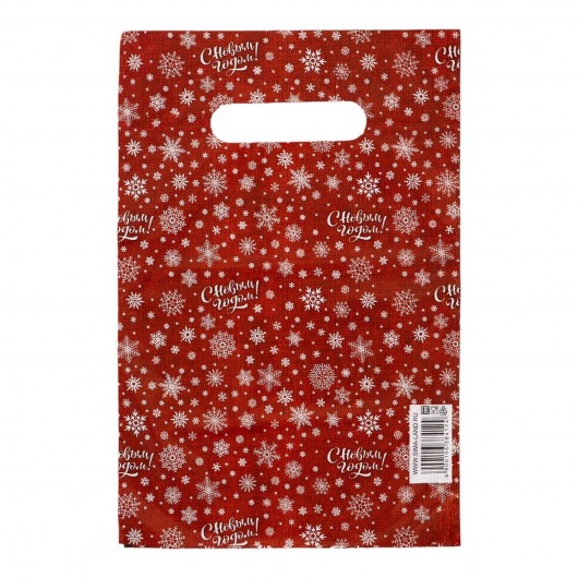 Красный подарочный новогодний пакет с вырубной ручкой (20х30 см) - Сима-Ленд - купить с доставкой в Омске