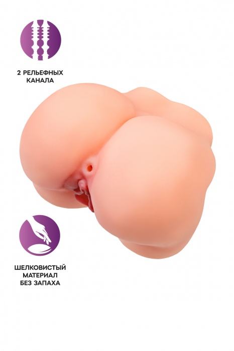 Реалистичный мастурбатор в форме попки с 2 любовными входами - No Name - в Омске купить с доставкой