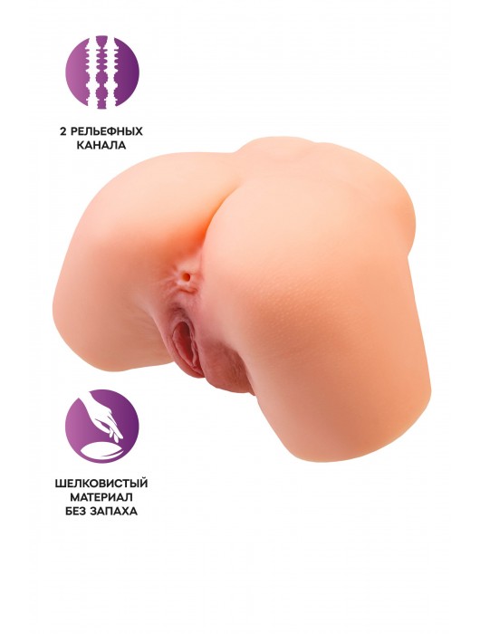 Телесный реалистичный мастурбатор-полуторс с 2 любовными входами - No Name - в Омске купить с доставкой