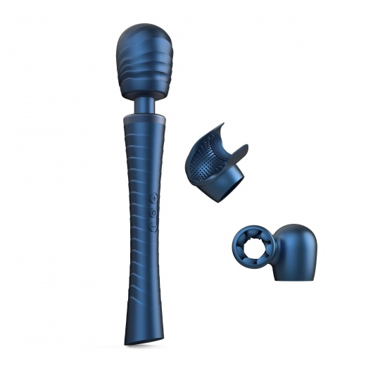 Синий вибромассажёр с насадками Man.wand Edgy - Manwan - в Омске купить с доставкой