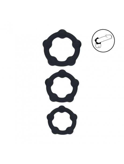 Набор из 3 эрекционных колец Beaded Silicone Cockring Set - Shots Media BV - в Омске купить с доставкой