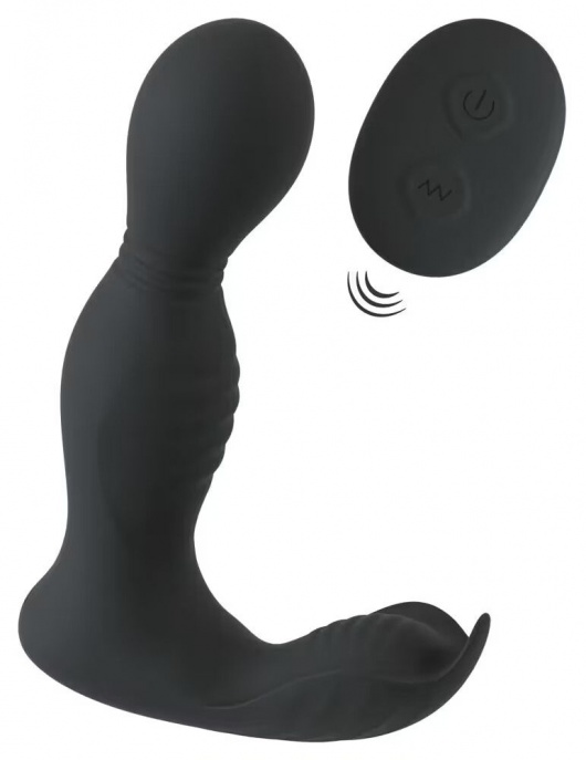Черная анальная пробка с вибрацией, вращением и пультом ДУ RC Butt Plug with 2 Functions - Orion - в Омске купить с доставкой