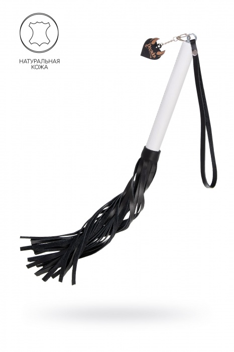 Плеть с белой рукоятью и чёрными хлыстами - 50 см. - Pecado - купить с доставкой в Омске