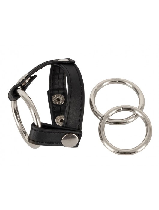 Подхват для мошонки с 3 съемными эрекционными кольцами Leder-Riemen - Orion - в Омске купить с доставкой