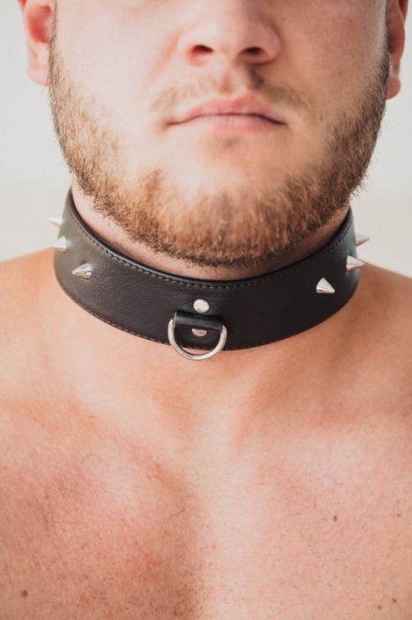 Коричневый кожаный ошейник с кольцом увеличенного размера - БДСМ Арсенал - купить с доставкой в Омске