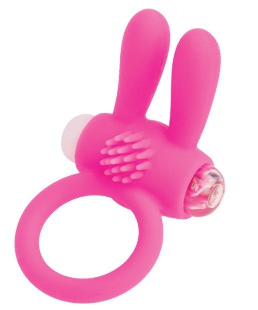 Розовое эрекционное виброкольцо A-toys с ушками - A-toys - в Омске купить с доставкой