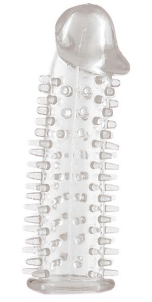 Прозрачная насадка на половой член с закрытой головкой и шипами - 12,5 см. - Toyfa Basic - в Омске купить с доставкой
