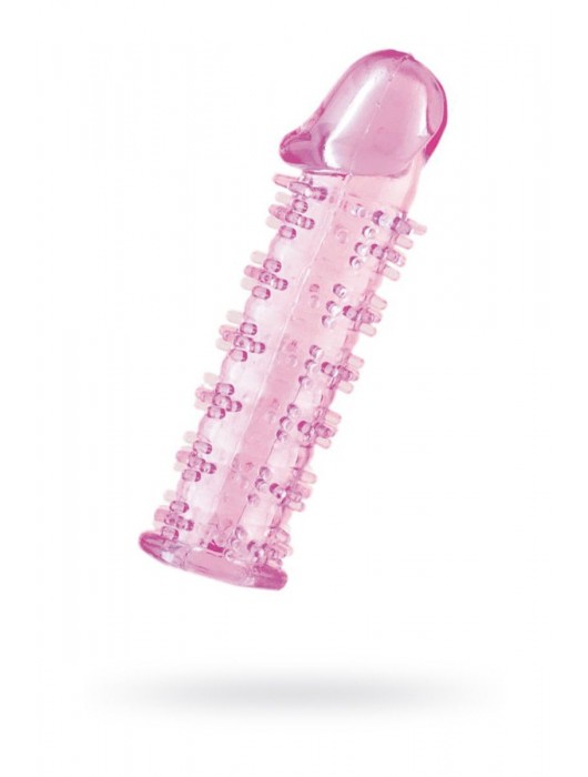 Гелевая розовая насадка на фаллос с шипами - 12 см. - Toyfa Basic - в Омске купить с доставкой
