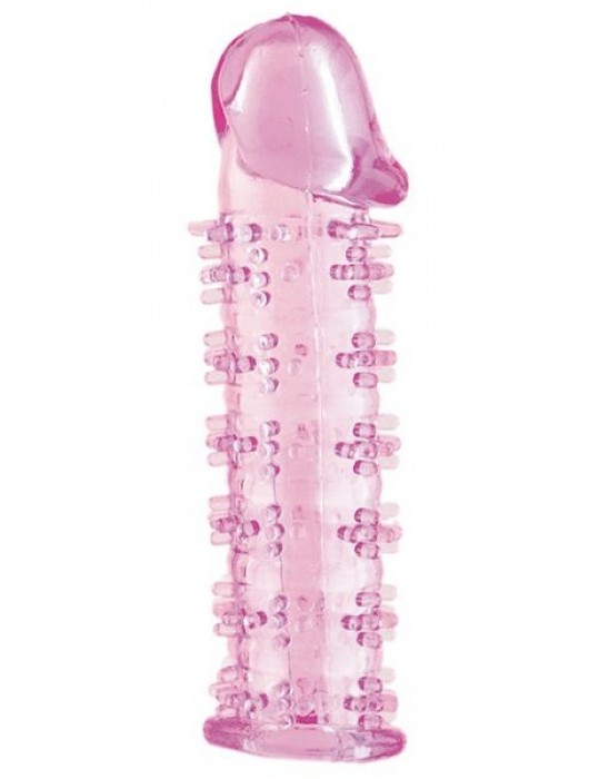 Гелевая розовая насадка на фаллос с шипами - 12 см. - Toyfa Basic - в Омске купить с доставкой