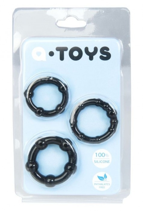 Набор из 3 чёрных эрекционных колец A-toys - A-toys - в Омске купить с доставкой