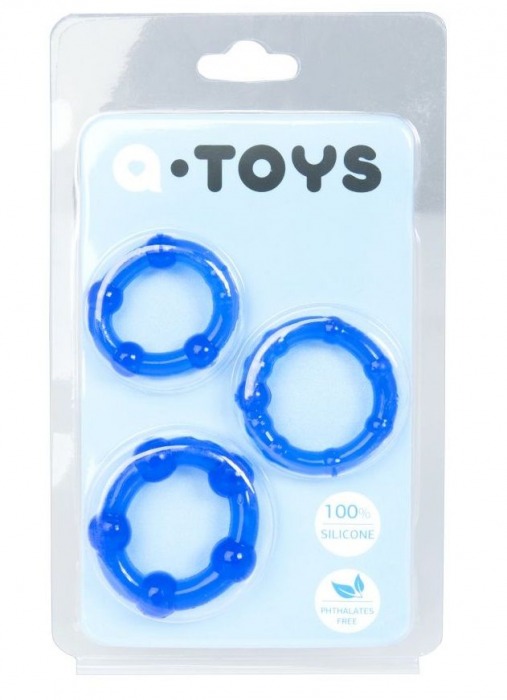 Набор из 3 синих эрекционных колец A-toys - A-toys - в Омске купить с доставкой