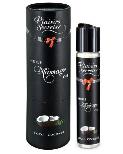 Массажное масло с ароматом кокоса Huile de Massage Gourmande Coco - 59 мл. - Plaisir Secret - купить с доставкой в Омске