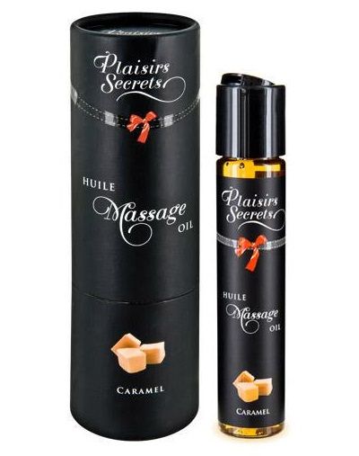 Массажное масло с ароматом карамели Huile de Massage Gourmande Caramel - 59 мл. - Plaisir Secret - купить с доставкой в Омске