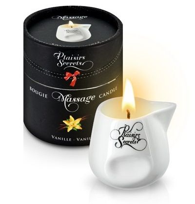 Массажная свеча с ароматом ванили Bougie Massage Gourmande Vanille - 80 мл. - Plaisir Secret - купить с доставкой в Омске